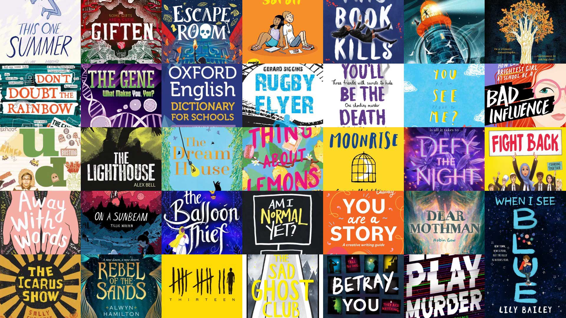 34 books featured in the Booktious reading challenge for KS3.