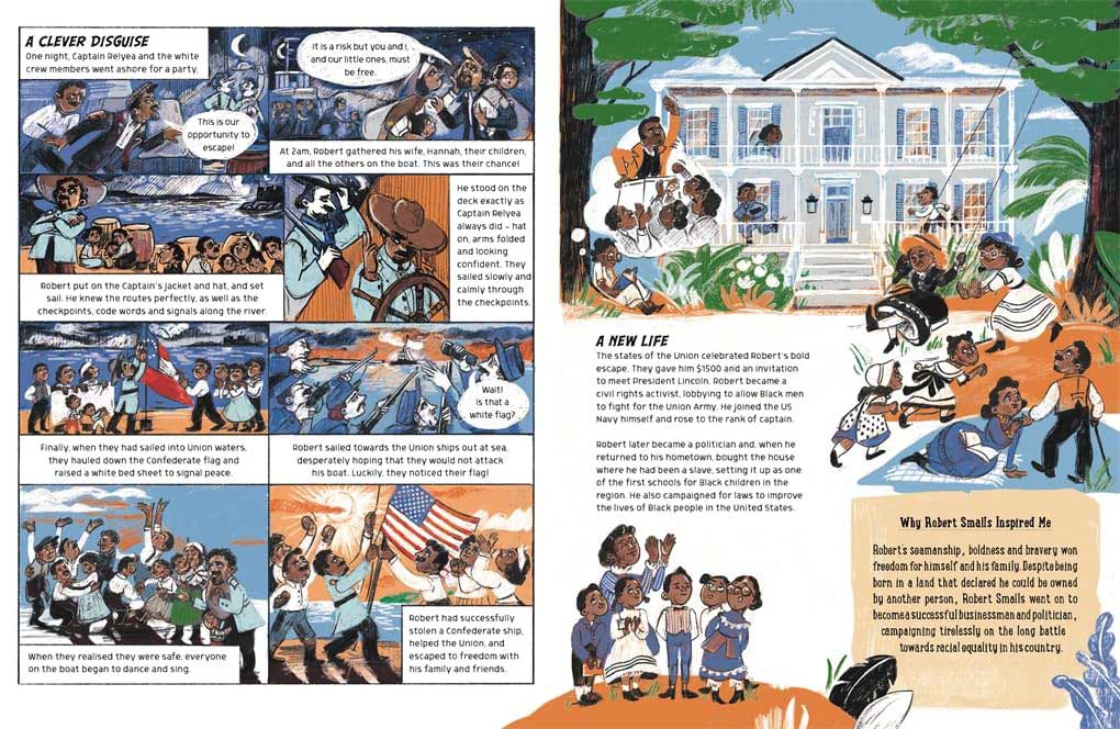 Against the Odds: The Incredible Struggles of 20 Great Adventurers by Alastair Humphreys, illustrated by Pola Mai spread 3