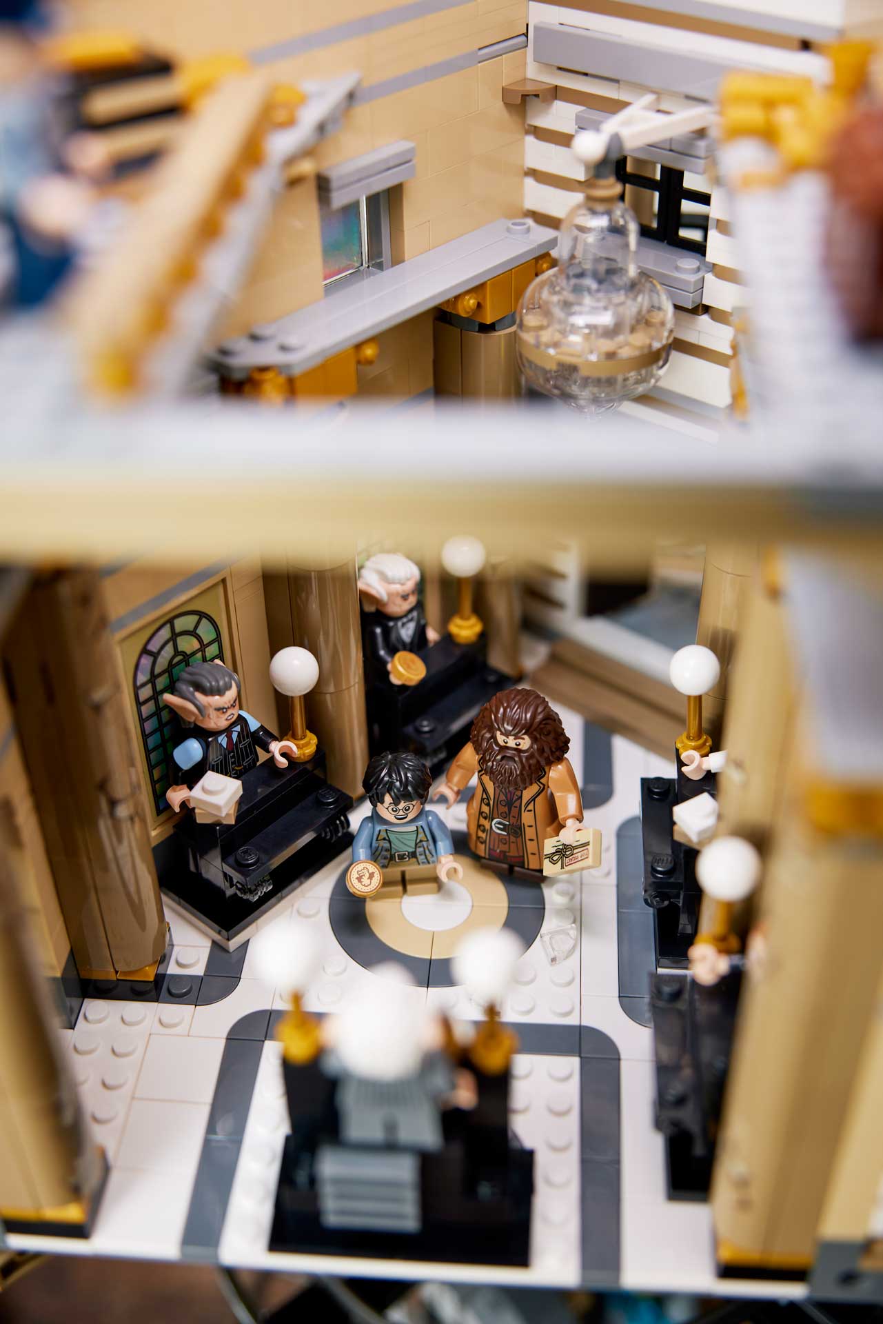 The Lego Harry Potter Gringotts bank set, seen from above.