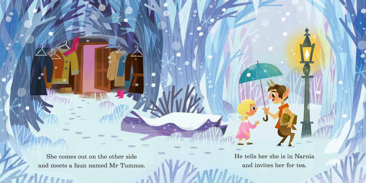 The Lion, the Witch and the Wardrobe by C.S Lewis, illustrated by Joey Chou spread 2