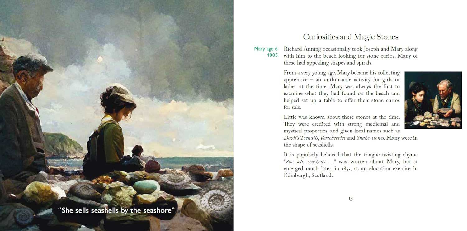 She Sold Seashells … and Dragons. The curious Mary Anning. Re-imagined by Wolfgang Grulke spread 2