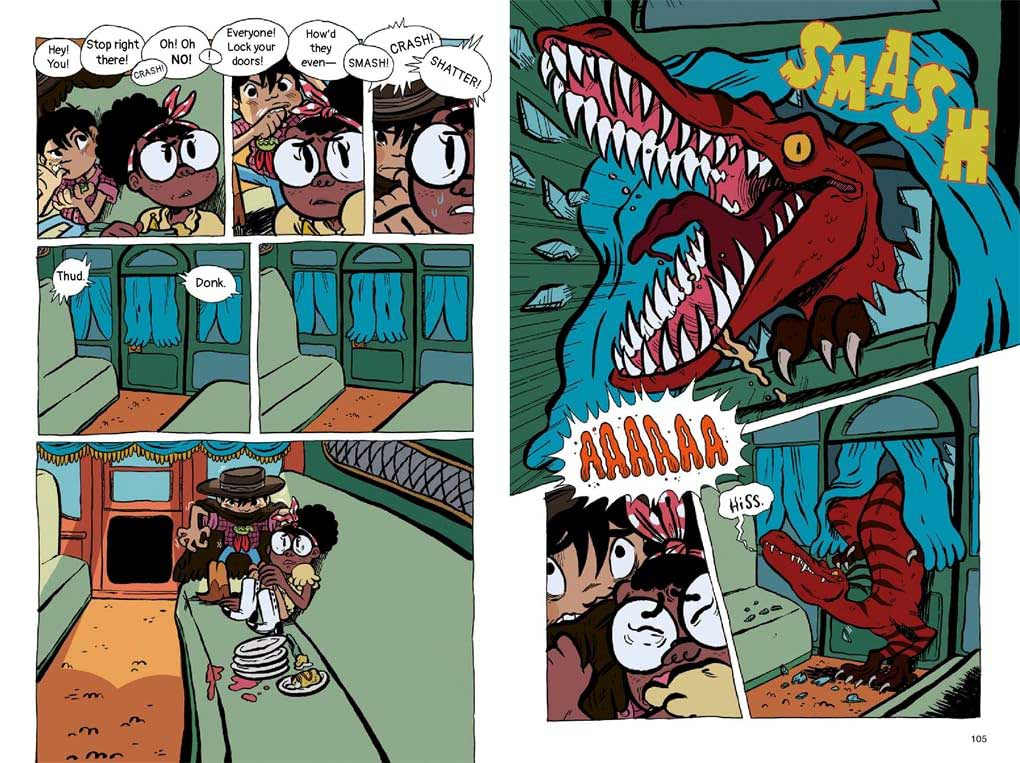 Cowgirls and Dinosaurs: Big Trouble in Little Spittle by Lucie Ebrey spread 3