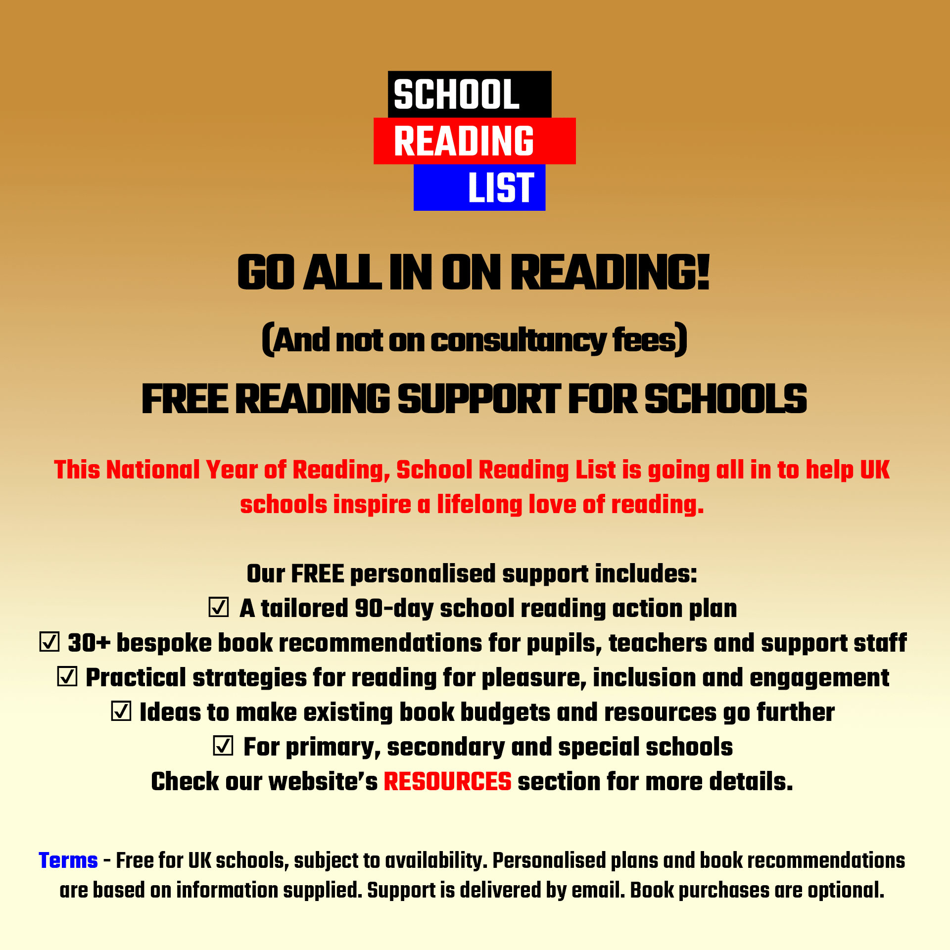 Free reading for pleasure support for schools